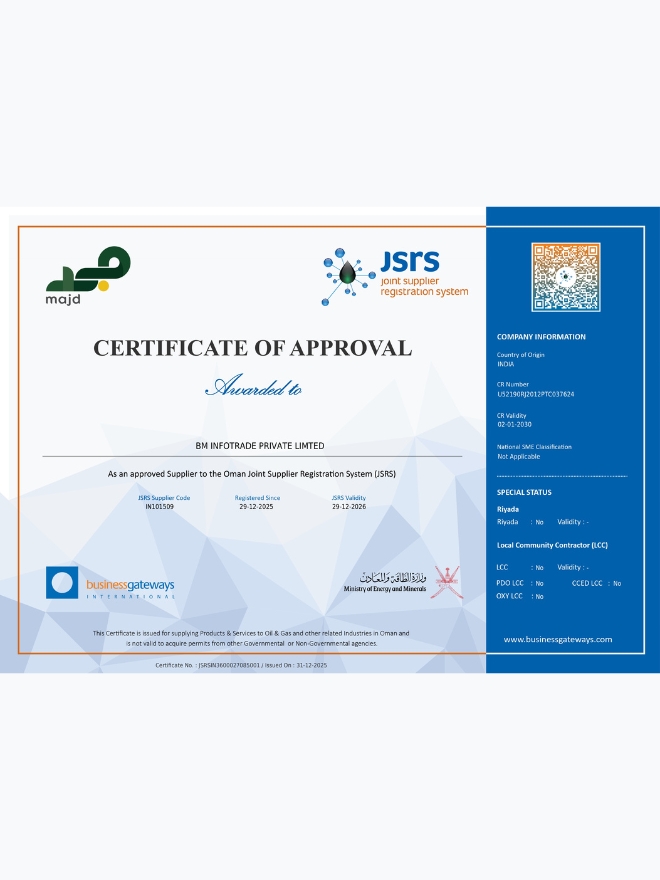BM Infotrade JSRS Certificate
